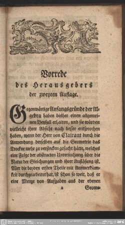 Vorrede des Herausgebers der zweyten Auflage
