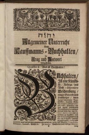 Allgemeiner Unterricht Vom kauffmanns-Buchhalten, In Frag und Antwort vorgestellet
