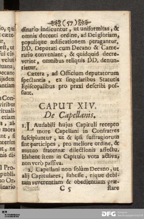 Caput XIV. De Capellanis.