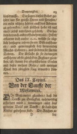 Ds IX. Capitel. Von der Tauffe der Moscowiter.