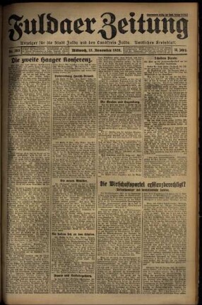 Erste Ausgabe vom Mittwoch, den 13. November 1929.