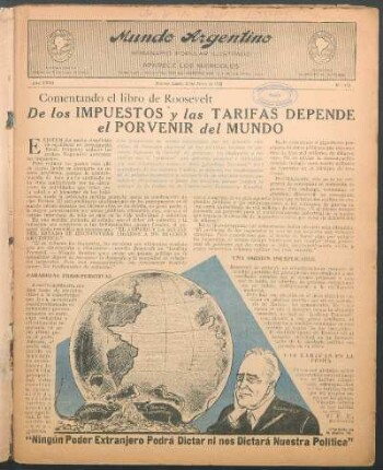 De los impuestos y las tarifas depende el porvenir del mundo : Comentando el libro de Roosevelt
