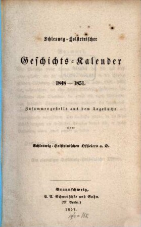 Schleswig-holsteinischer Geschichts-Kalender, 1848