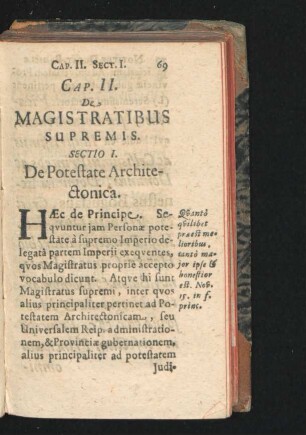 Cap. II. De Magistartibus Supremis.