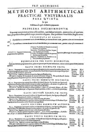 Methodi Arithmeticae Practicae Vniversalis Pars Qvinta.