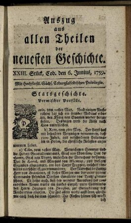 XXIII. Stück, Cob. den 6. Junius, 1759.