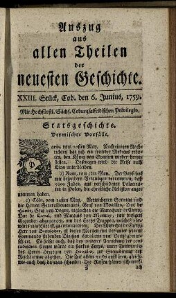 XXIII. Stück, Cob. den 6. Junius, 1759.