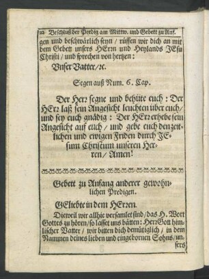 Gebett zu Anfang anderer gewohnlichen Predigen.