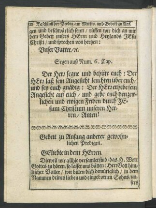 Gebett zu Anfang anderer gewohnlichen Predigen.