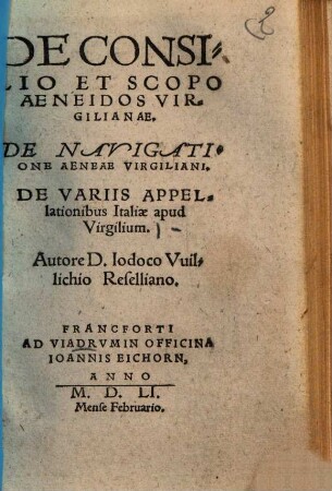 De Consilio Et Scopo Aeneidos Virgilianae