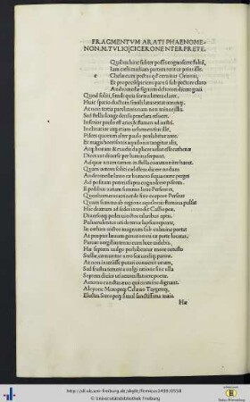 Fragmentum Arati Phaenomenon M. T. Cicerone interprete.