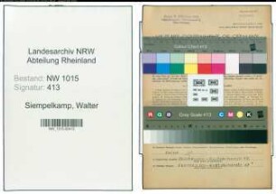 Entnazifizierung Walter Siempelkamp , geb. 15.05.1898 (Werkmeister)