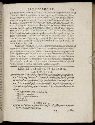 Lex XI. Papinianus, Libro II. Responsorum. Reos promittendi ...