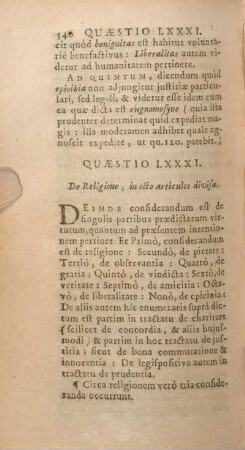 Quaestio LXXXI. De Religione, in octo articulos divisa.