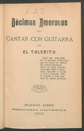 Décimas amorosas para cantar con guitarra