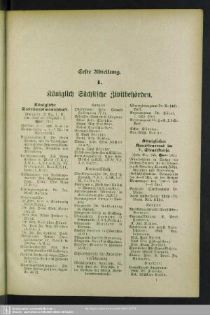 I. Königlich Sächsische Zivilbehörden
