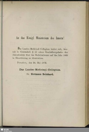 An das Königl. Ministerium des Innern!