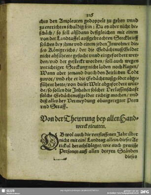 Von der Thewrung bey allen Handwercksleutten
