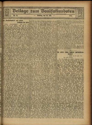 Zweite Ausgabe vom Sonntag, den 30. Juli 1916.