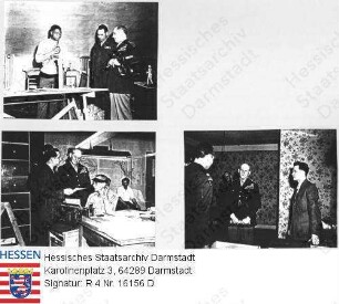 Pfungstadt, 1947 April 18 / General [Clarence Ralph] Huebner (1888-1972) in Pfungstadt / 3 Szenenfotos
