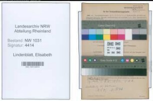 Entnazifizierung Elisabeth Lindenblatt , geb. 13.03.1901 ()