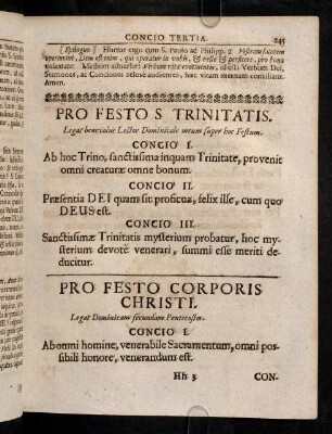 245-252, Übersicht; Concio Prima