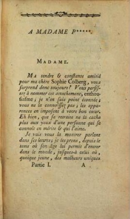 Sophie, ou lettres de deux amies, 1