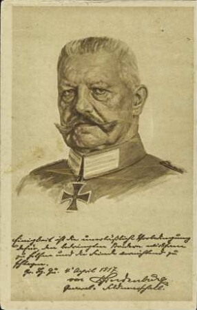 Einigkeit ist die unerläßliche Vorbedingung [...] - von Hindenburg