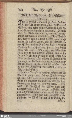 Von der Valvation der Silbermünzen