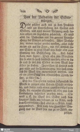 Von der Valvation der Silbermünzen