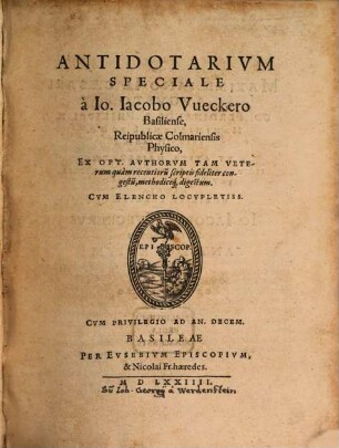 Antidotarium generale et speciale