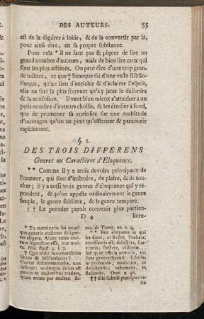 §. I. Des Trois Differens Genres ou Caractères d'Eloquence.