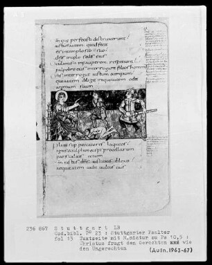 Der Stuttgarter Bibelpsalter — Christus als Richter über den Gerechten und Ungerechten, Folio 13recto