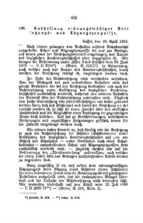 Ausstellung ordnungsmäßiger Versetzungs- und Abgangszeugnisse : [D. Allgemeine Angelegenheiten der Unterrichtsanstalten]