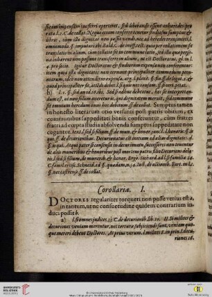 Corollaria I-VIII