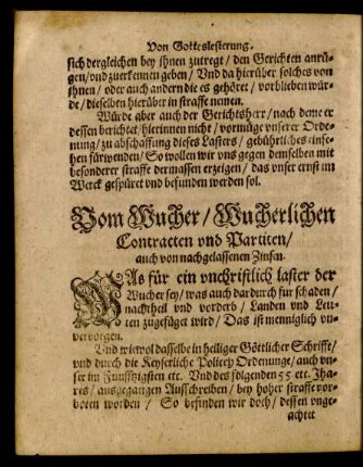 Vom Wucher/ Wucherlichen Contracten und Partiten ...