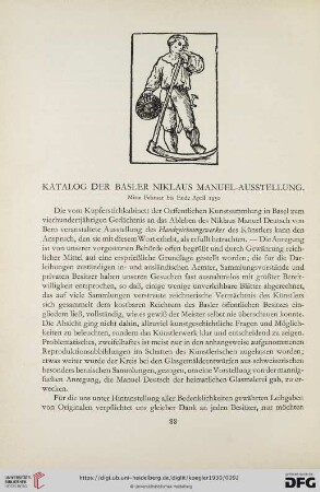 Katalog der Basler Nikolaus Manuel-Ausstellung (Nr. 90-151)