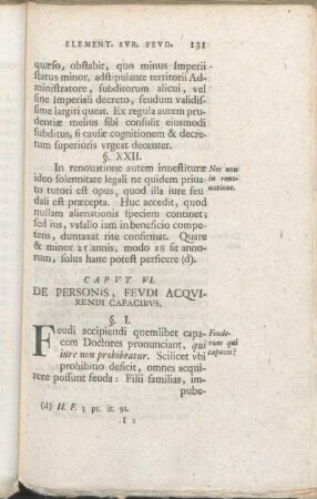 Capvt VI. De Personis, Fevdi Acqvirendi Capacibvs.