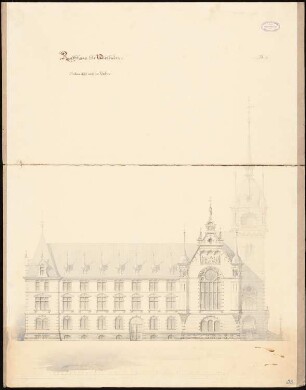 Rathaus, Wiesbaden: Seitenansicht nach der Kirche 1:100