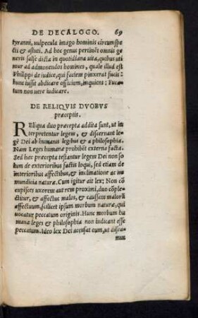De Reliquis Duobus praeceptis.