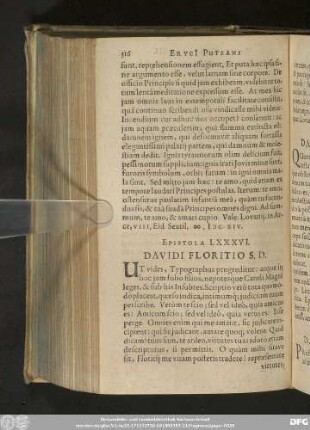 Epistola LXXXVI. Davidi Floritio S. D.
