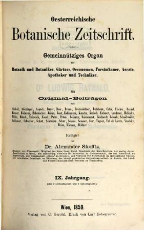 Österreichische botanische Zeitschrift. 9. 1859