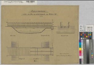 Velen (Velen) Schloß Aabrücke im Schloßpark Ansicht, Aufsicht, Grundriß, Schnitte 1913 1 : 25 48 x 63 Zeichnung Landsberg-Velensches Bauamt Landsberg-Velen