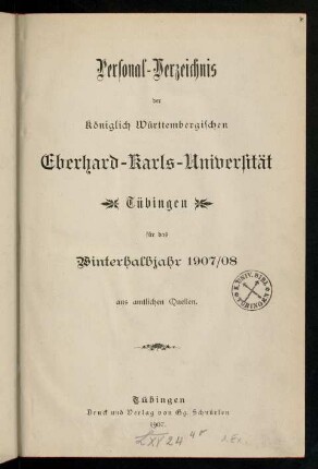 Studierendenverzeichnis 1907/08