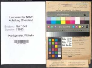 Entnazifizierung Wilhelm Henkemeier , geb. 23.02.1893 (Schaltmeister)