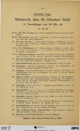 Zweiter Tag: Mittwoch, den 10. Oktober 1928 (Nr. 405-1019)