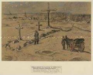 Soldat vor einem Massengrab in Verdun (Vs) und: Exekution vor einem Mauerwall (Rs) (1.WK)