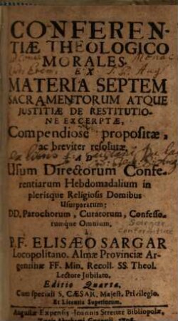 Conferentiae theologico-morales ex materia septem sacramentorum
