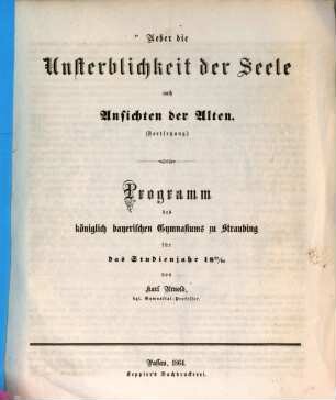 Ueber die Unsterblichkeit der Seele nach Ansichten der Alten, [2]
