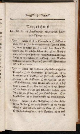 Verzeichnis der, auf den elf Kupffertafeln abgebildeten Thiere und Pflanzen, etc.